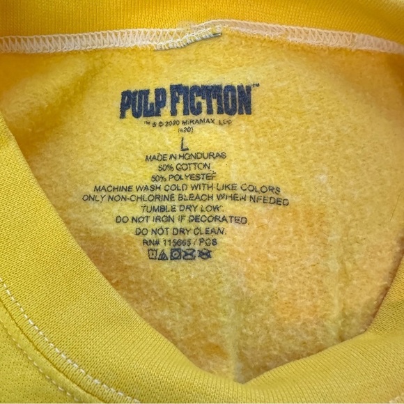 Pulp Fiction 90’s Movie Themed Pullover Yellow Sweatshirt Men’s Size Large - Picture 6 of 7